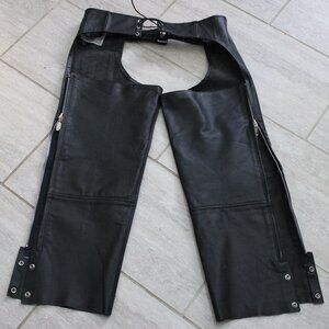 Motorcycle Riding Leather Chaps Mens Size Large Z1R Snap Zip
